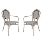 2 Pack All-Weather Commercial Paris Chairs with Arms and metal Frames - N/A