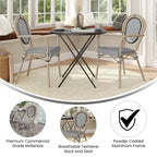 2 Pack All-Weather Commercial Paris Chairs with Arms and metal Frames - N/A