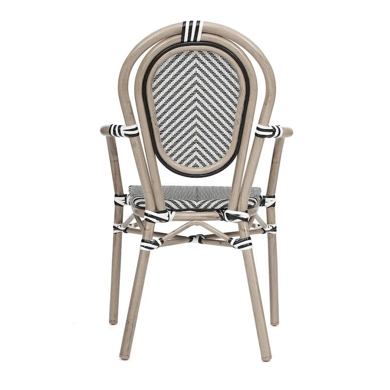 2 Pack All-Weather Commercial Paris Chairs with Arms and metal Frames - N/A