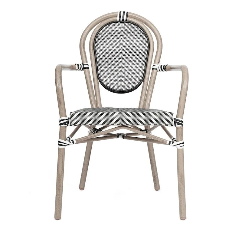 2 Pack All-Weather Commercial Paris Chairs with Arms and metal Frames - N/A
