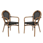 2 Pack All-Weather Commercial Paris Chairs with Arms and metal Frames - N/A