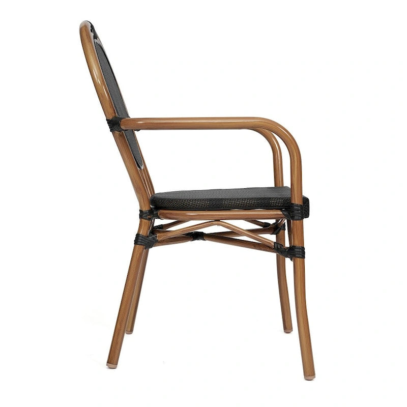 2 Pack All-Weather Commercial Paris Chairs with Arms and metal Frames - N/A