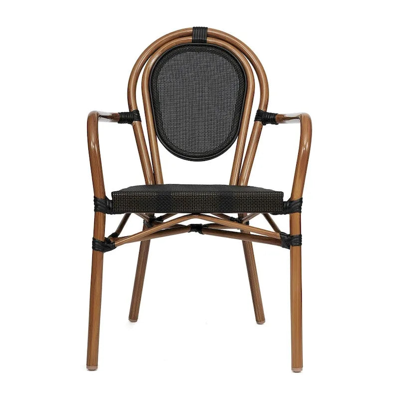 2 Pack All-Weather Commercial Paris Chairs with Arms and metal Frames - N/A