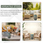 Patio Decorative End Table, Ceramic Garden Table with Woven Lattice Design & Glazed Strong Materials, Green