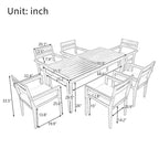 7 Patio Dining Set, Acacia Wood Rectangular Outdoor Dining Table with Chairs