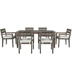 7 Patio Dining Set, Acacia Wood Rectangular Outdoor Dining Table with Chairs