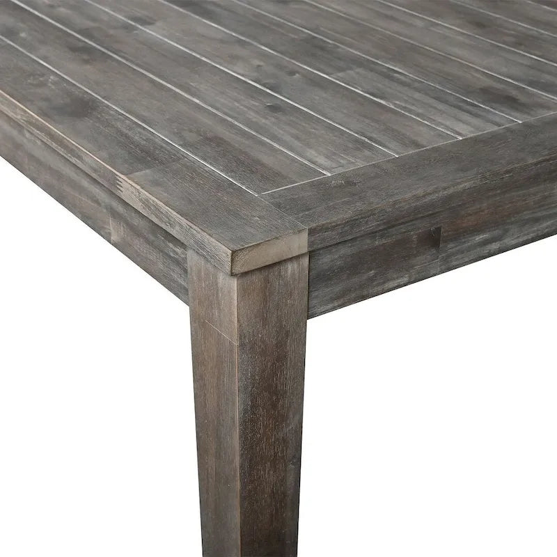 7 Patio Dining Set, Acacia Wood Rectangular Outdoor Dining Table with Chairs