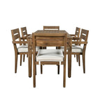 7 Patio Dining Set, Acacia Wood Rectangular Outdoor Dining Table with Chairs