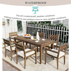 7 Patio Dining Set, Acacia Wood Rectangular Outdoor Dining Table with Chairs