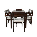 7 Patio Dining Set, Acacia Wood Rectangular Outdoor Dining Table with Chairs