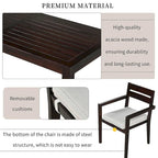 7 Patio Dining Set, Acacia Wood Rectangular Outdoor Dining Table with Chairs