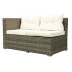 Beige 4-Piece Patio Sectional Wicker Rattan Sofa Set with Storage