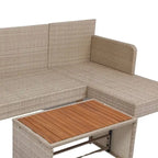3 Piece Patio Sectional Wicker Rattan Outdoor Furniture Sofa Set Natural Yellow Wicker + Dark Grey Cushion