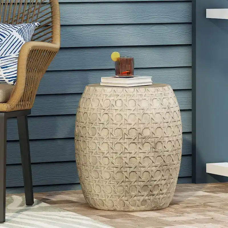End Table Outdoor Lightweight Concrete Side Table by Christopher Knight Home