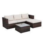5 Set Wicker Furniture With Tempered Glass Coffee Table