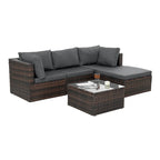 5 Set Wicker Furniture With Tempered Glass Coffee Table
