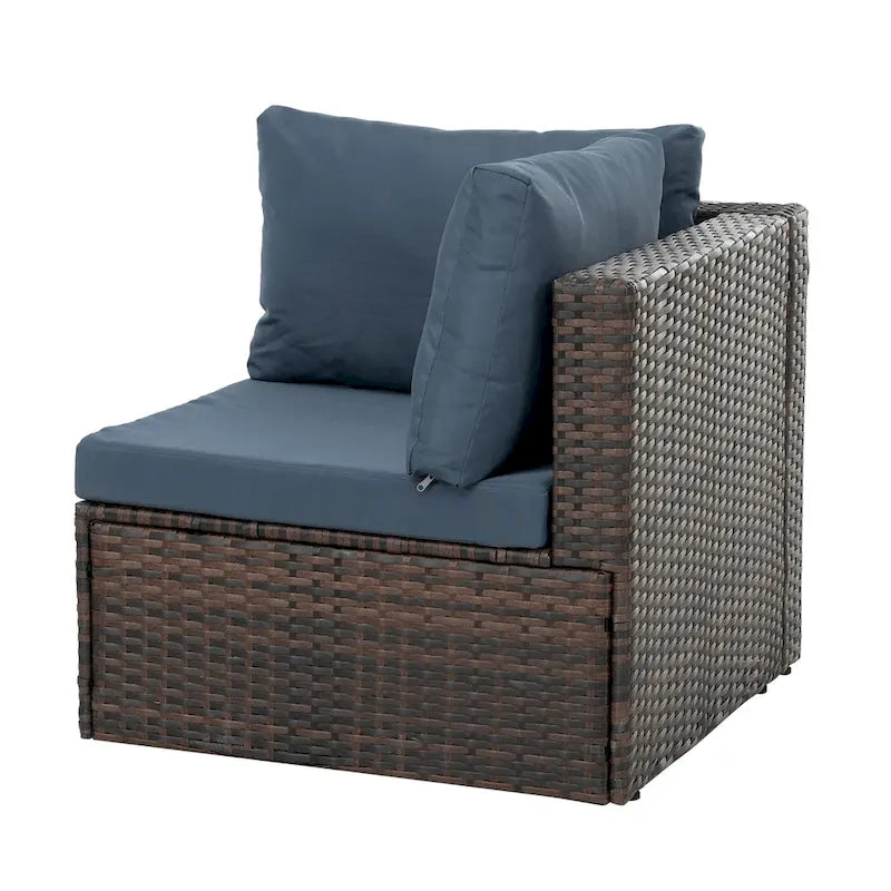 5 Set Wicker Furniture With Tempered Glass Coffee Table