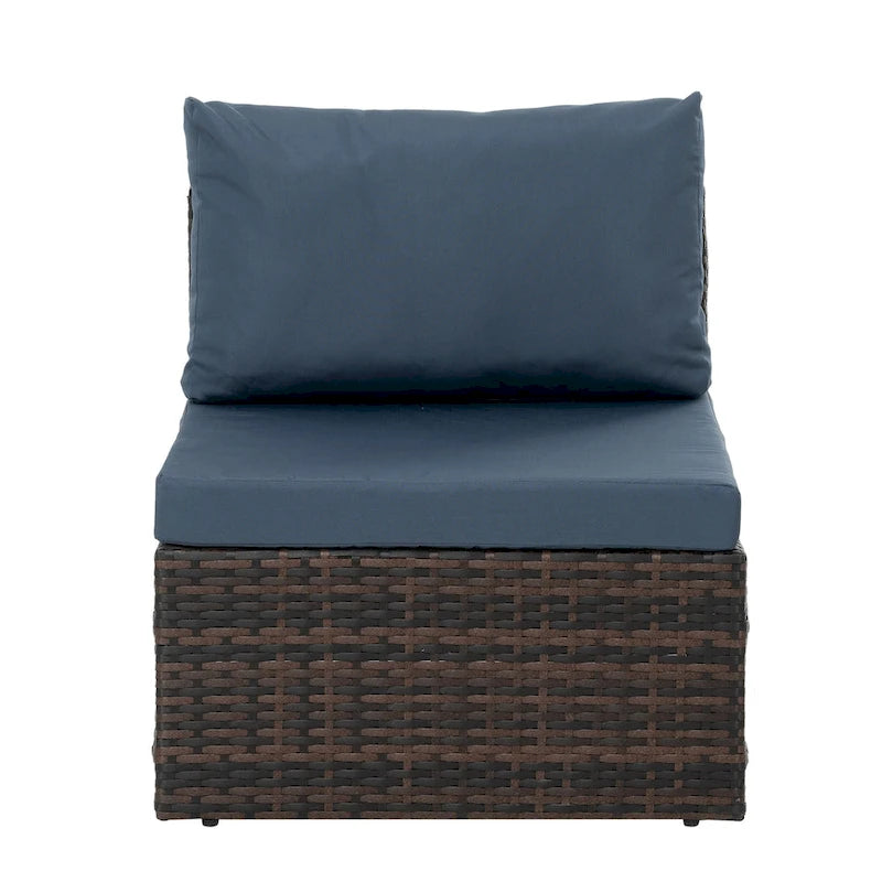 5 Set Wicker Furniture With Tempered Glass Coffee Table