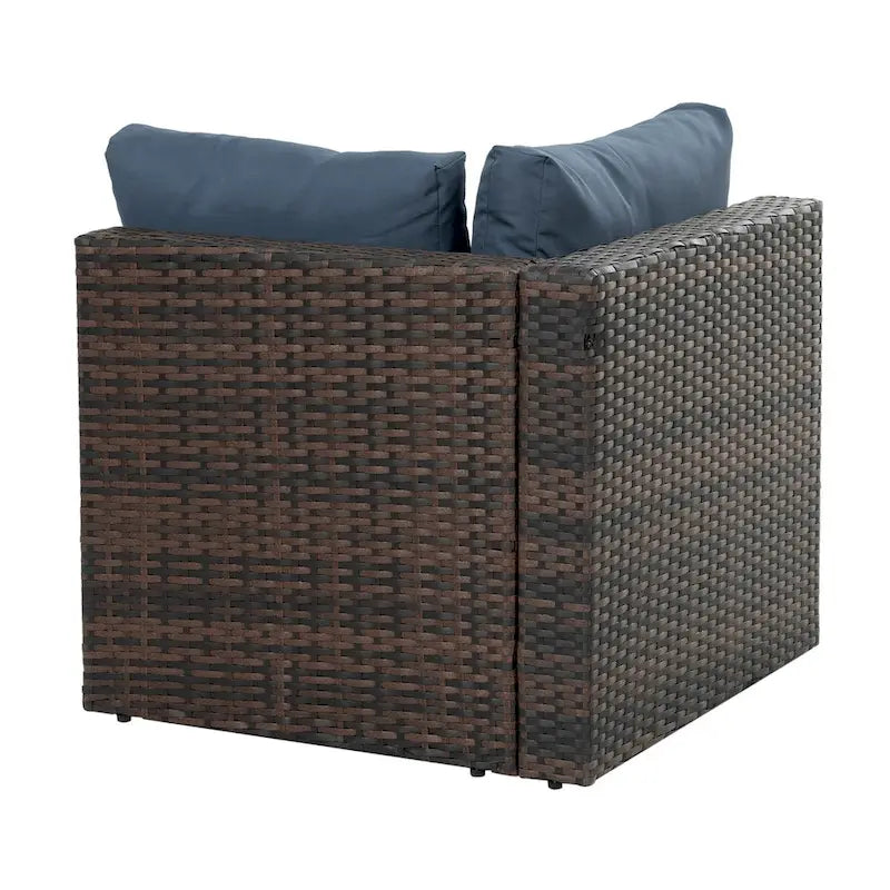 5 Set Wicker Furniture With Tempered Glass Coffee Table
