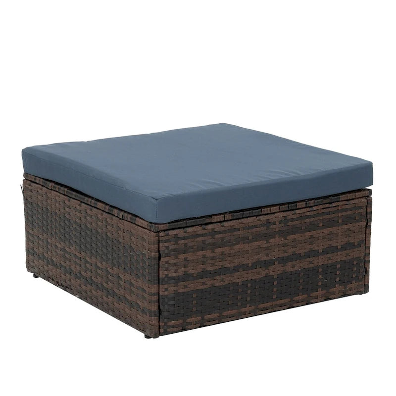 5 Set Wicker Furniture With Tempered Glass Coffee Table