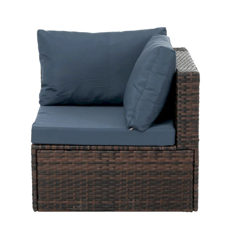 5 Set Wicker Furniture With Tempered Glass Coffee Table
