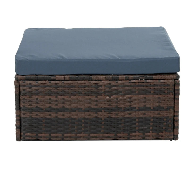5 Set Wicker Furniture With Tempered Glass Coffee Table