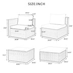 5 Set Wicker Furniture With Tempered Glass Coffee Table