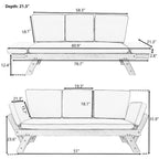 Outdoor Adjustable Wooden Daybed Sofa Chaise Lounge with Cushions