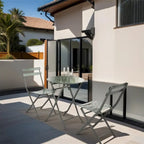 3 Piece Metal Patio Bistro Set with Foldable Round Table and Chairs - N/A