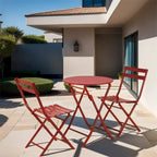 3 Piece Metal Patio Bistro Set with Foldable Round Table and Chairs - N/A
