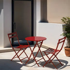 3 Piece Metal Patio Bistro Set with Foldable Round Table and Chairs - N/A