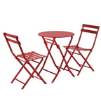 3 Piece Metal Patio Bistro Set with Foldable Round Table and Chairs - N/A