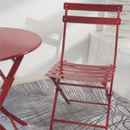 3 Piece Metal Patio Bistro Set with Foldable Round Table and Chairs - N/A