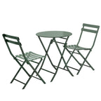 3 Piece Metal Patio Bistro Set with Foldable Round Table and Chairs - N/A