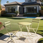 3 Piece Metal Patio Bistro Set with Foldable Round Table and Chairs - N/A