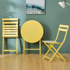 3 Piece Metal Patio Bistro Set with Foldable Round Table and Chairs - N/A