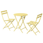 3 Piece Metal Patio Bistro Set with Foldable Round Table and Chairs - N/A