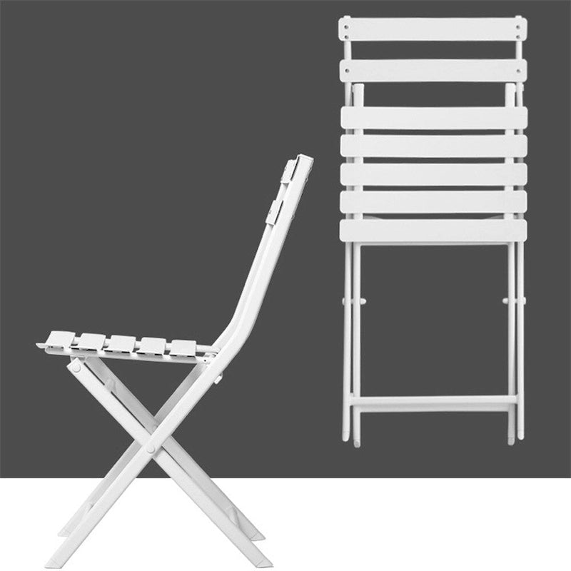 3 Piece Metal Patio Bistro Set with Foldable Round Table and Chairs - N/A