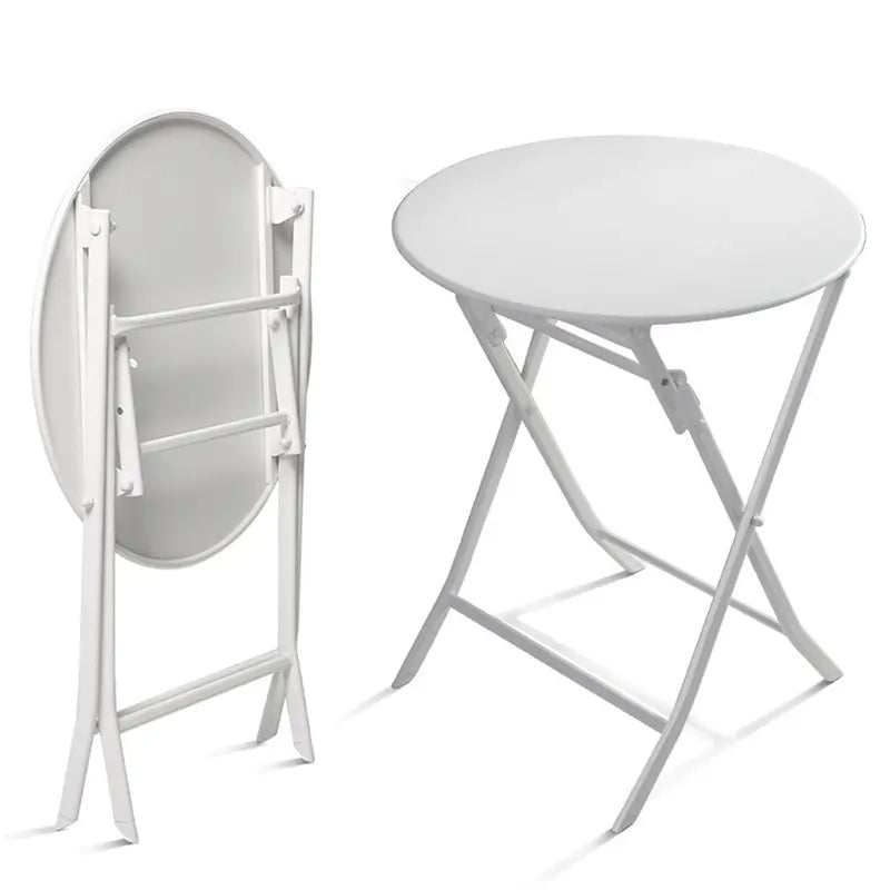 3 Piece Metal Patio Bistro Set with Foldable Round Table and Chairs - N/A
