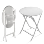 3 Piece Metal Patio Bistro Set with Foldable Round Table and Chairs - N/A