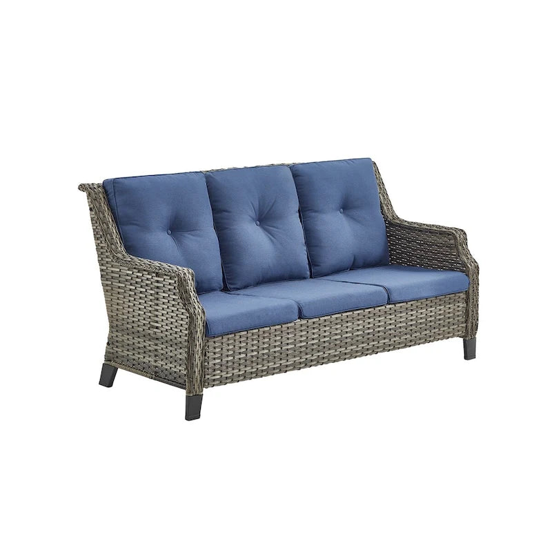 Gymojoy Patio Sofa Wicker 3-Seat Outdoor Sofa - Grey