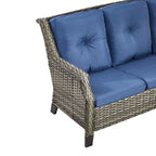 Gymojoy Patio Sofa Wicker 3-Seat Outdoor Sofa - Grey