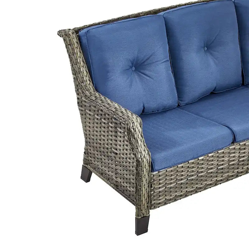 Gymojoy Patio Sofa Wicker 3-Seat Outdoor Sofa - Grey