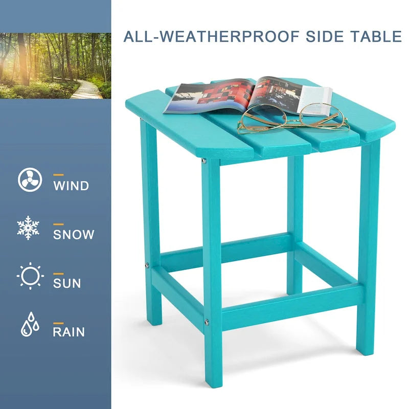 Adirondack Outdoor Side Table, Weather Resistant HDPE Plastic End Tables