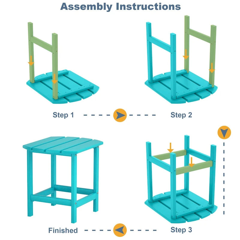 Adirondack Outdoor Side Table, Weather Resistant HDPE Plastic End Tables