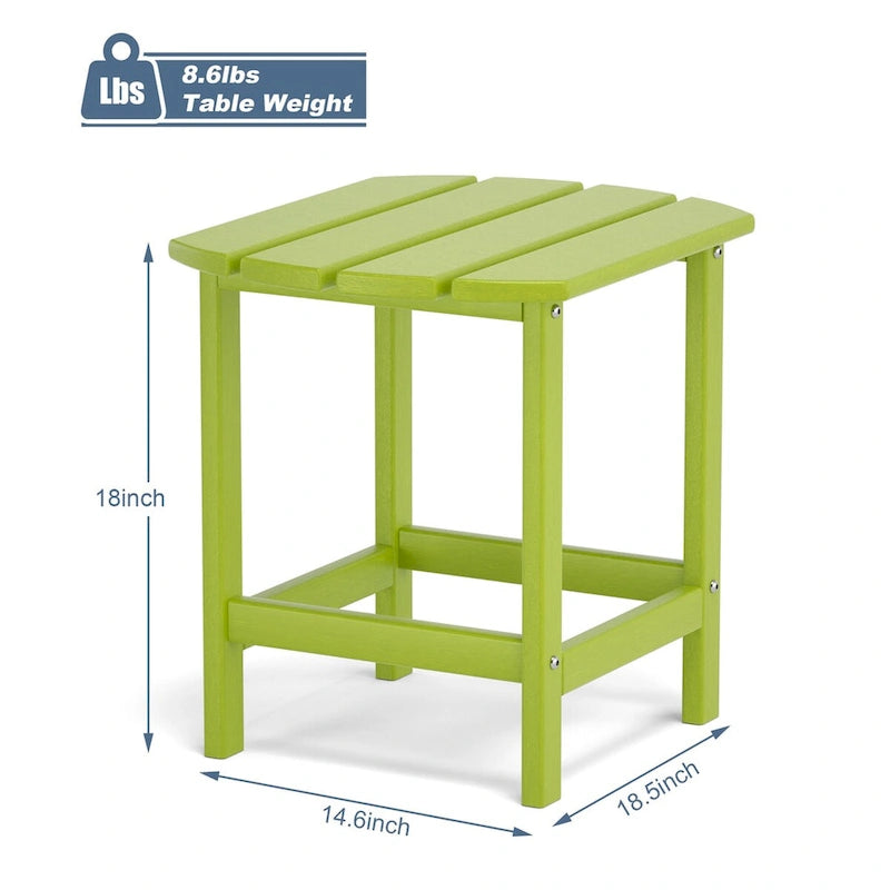 Adirondack Outdoor Side Table, Weather Resistant HDPE Plastic End Tables