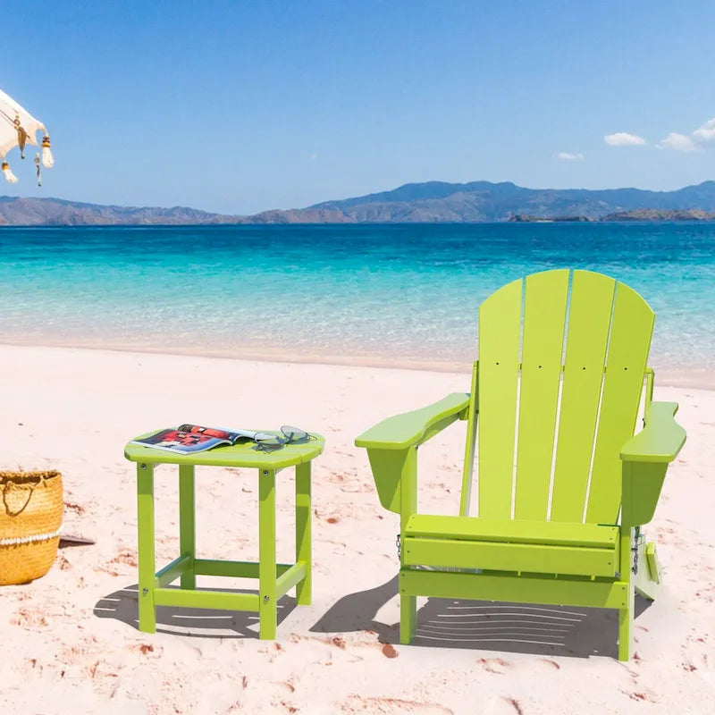 Adirondack Outdoor Side Table, Weather Resistant HDPE Plastic End Tables