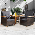 Wicker Bistro Set with Soft Cushions Comfort and Natural Aesthetics - 3 Pcs