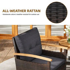 Wicker Bistro Set with Soft Cushions Comfort and Natural Aesthetics - 3 Pcs