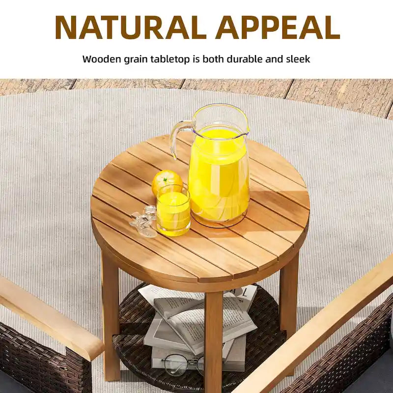 Wicker Bistro Set with Soft Cushions Comfort and Natural Aesthetics - 3 Pcs